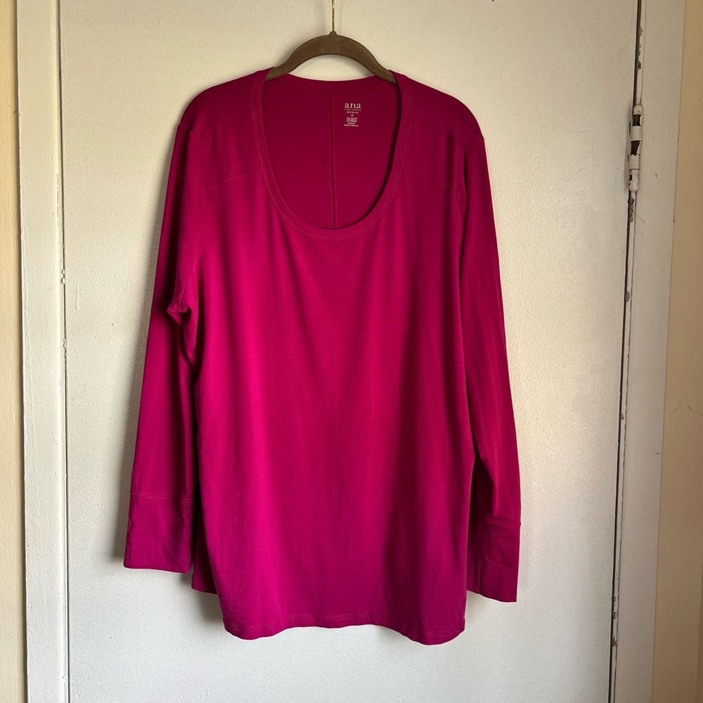 a.n.a Fuchsia Long Sleeve Tee Shirt Size 2X